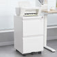 Metal 2 Drawer Mobile File Cabinet With Lock, Under Desk Office Steel Filing Cabinet, 25.6''H Legal / Letter Size Files Storage Cabinet - White