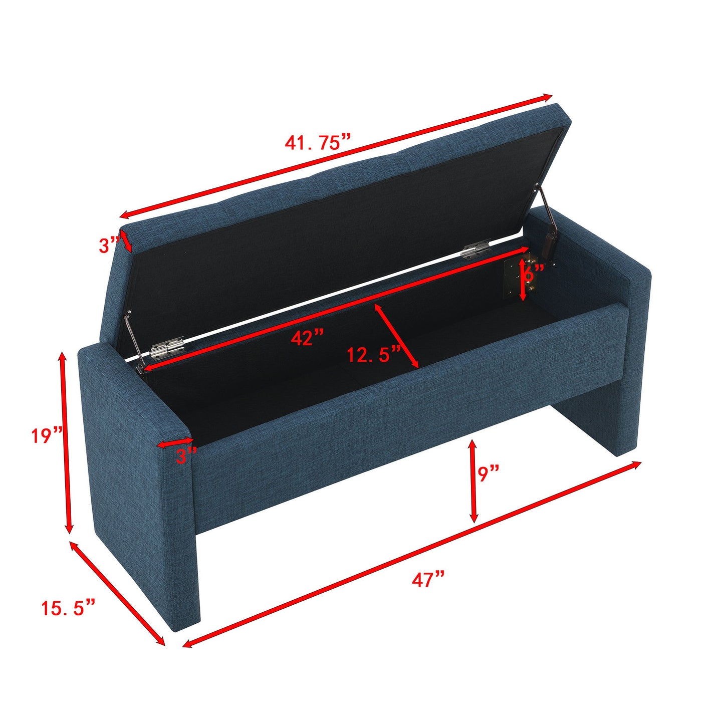Modern Upholstered Large Bed End Bench With Storage