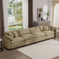Modern Upholstered 4 Seater Fabric Sofa With Arm And Throw Pillows