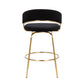 Shahira - Set of 2 - 30" Gold Metal and Black Velvet Counter Stools with 360° Swivel