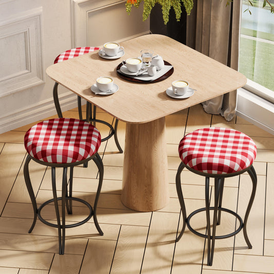 Helendale - Set of 2 - 26" Red Striped Metal Bar Stools with Footrest and Easy Assembly for Indoor Bar or Kitchen