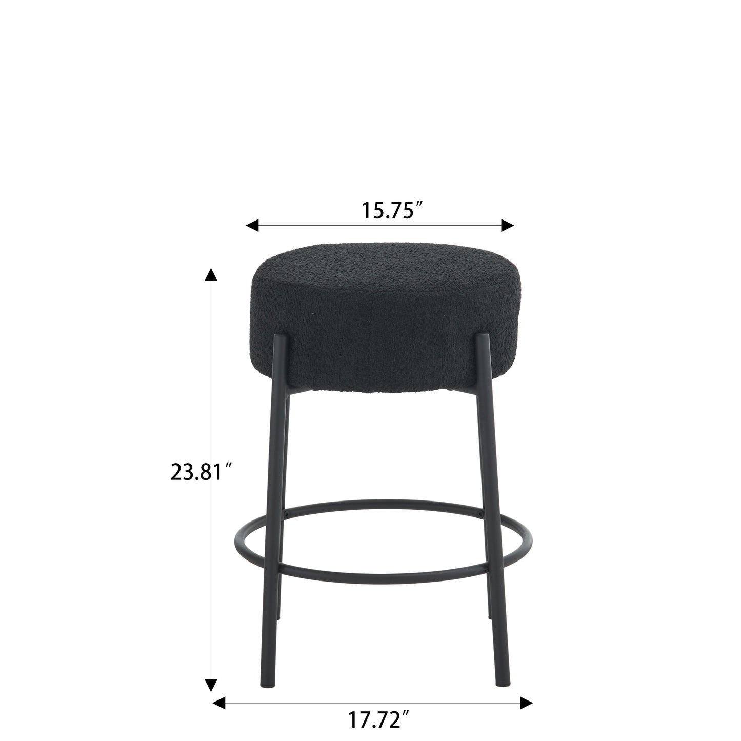 Helvett- Set of 2 -24"  Set Black Upholstered Round Bar Stools with High Resilience Foam-Tall Modern Dining Chairs for Kitchens & Bars