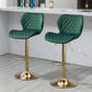 Lorrenis - Set of 2 - 24" Green Velvet Adjustable Swivel Counter Stools with Gold Base