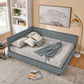 Elegant Storage Upholstered Tufted Bed Frame With Backrest And Armrests