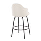 Loan - Set of 2 - 24" Contemporary Fixed-Sit Height Counter Stools in Black Metal with Cream Fabric