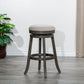 Cirvelle - Set of 2 - 24" Weathered Gray Counter Stools with Charcoal Fabric Seat, Backless Swivel