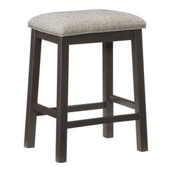 Avery - Set of 2 - 26" Gunmetal Gray Wood Counter Height Stools with Padded Fabric Seats, Modern Dining Room Furniture