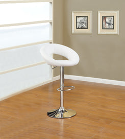 Wallora - Set of 2 - 20" White Faux Leather Adjustable Height Bar Stools with Swivel Design and Cushioned Seat