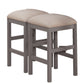 Zarneth - Set of 2 - 24" Light Gray Fabric Counter Stools with Beige Cushioned Seats and Solid Wood Base