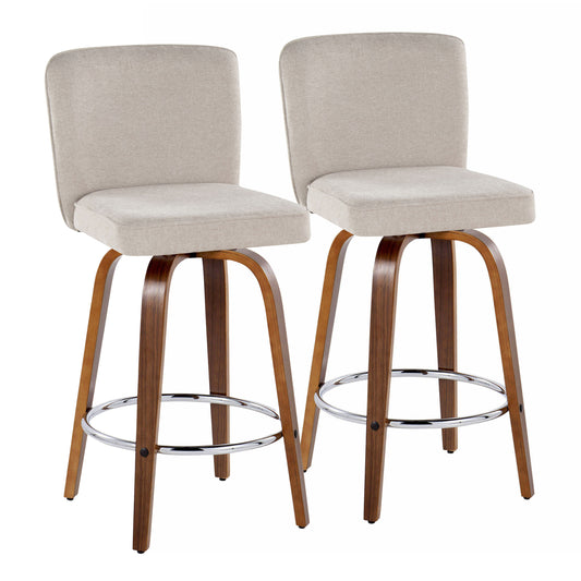 Harborview - Set of 2 - 26" Black Swivel Wood Bar Stools with High Back