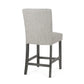 Havenbrook - Set of 2 - 26" Light Grey Contemporary Fabric Button Tufted Counter Stools with High Back and Wood Frame