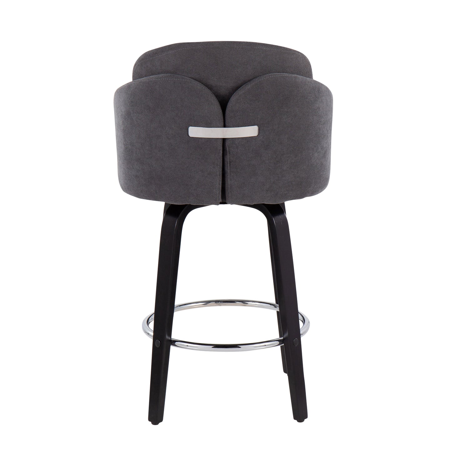 Celeste - Set of 2 - 30" Black Counter Stools in Grey Fabric with Chrome Footrest