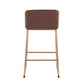 Ocerra - Set of 2 - 21" Espresso Faux Leather Counter Stools with Gold Metal Frame