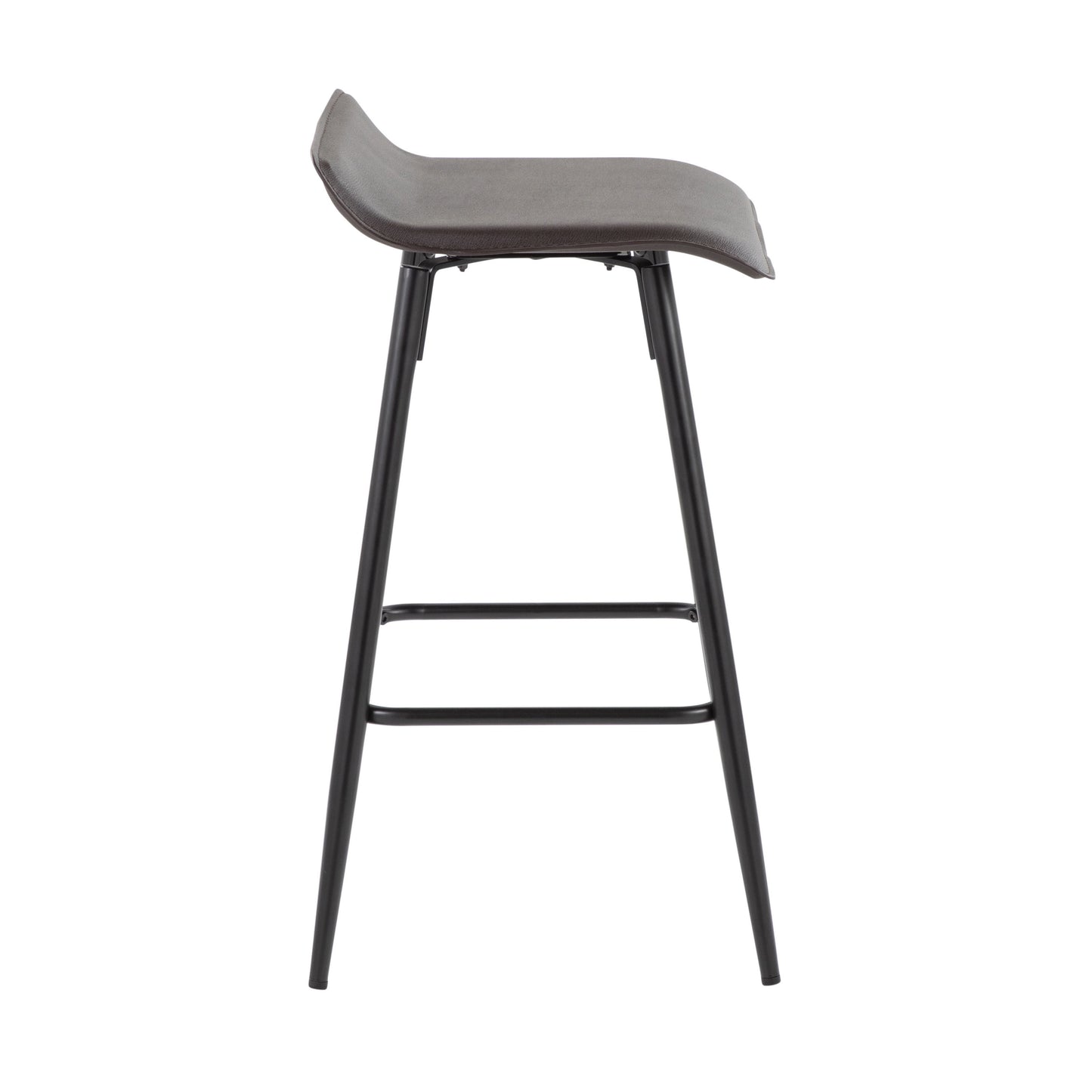 Ravenna - Set of 2 - 26" Fixed Height Counter Stools with Black Steel Frame and Espresso Faux Leather Seat