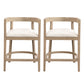 Modern Rubberwood Counter Stool Set With Upholstered Seats