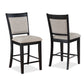 Huxe - Set of 2 - 24” Black and Light Gray Upholstered Counter Height Chairs with Footrest and Wooden Tapered Legs