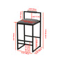 Sumner - Set of 2 - 16.54" Modern Counter Height Bar Stools with Armless Design, Gray PU Upholstered Seats & Black Metal Legs