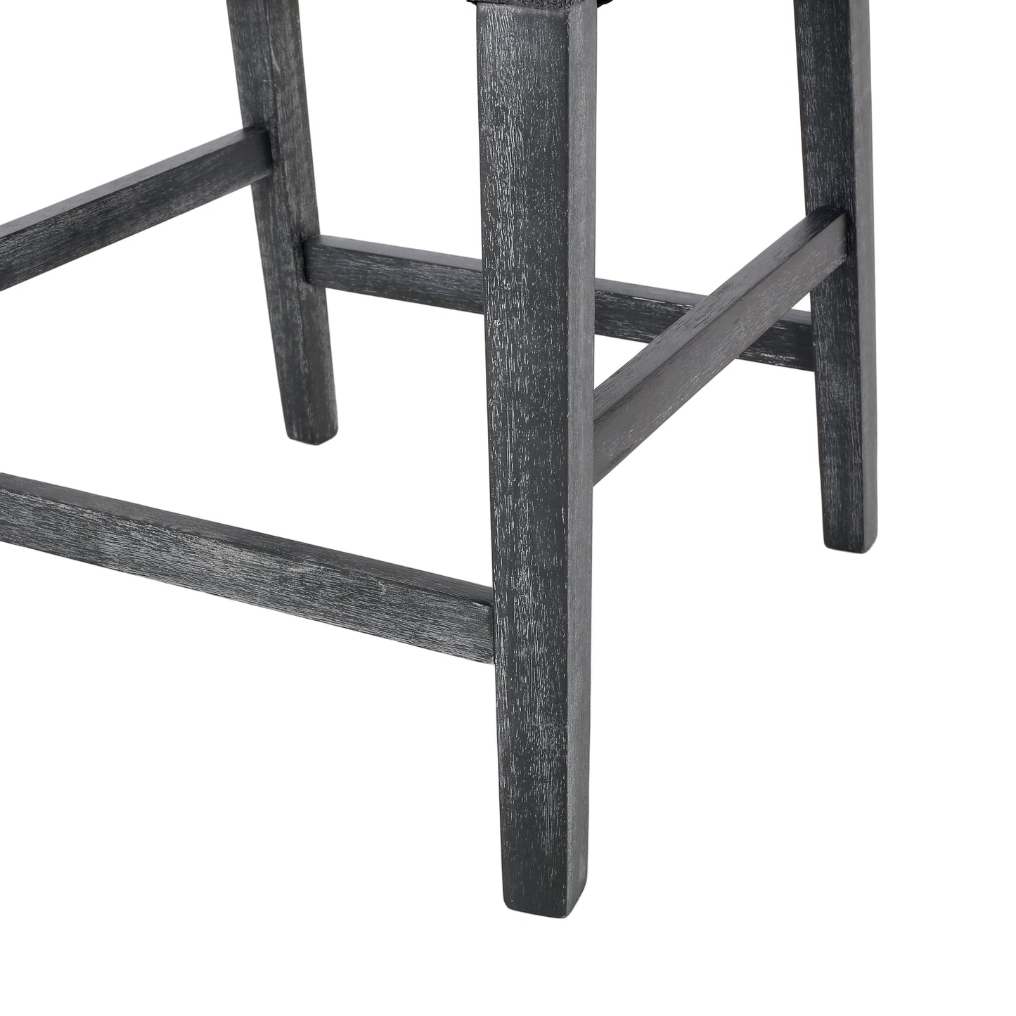 Levison - Set of 1 - 26" Upholstered Counter Stool in Charcoal Gray Fabric with Rubberwood Frame