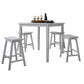 Serafina - Set of 2 - 29.5" White 5-Piece Counter Height Dining Set with Saddle Stools - 36.5 in. Square Table, Seats 4