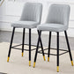 Hamilton - Set of 2 - 29" Light Gray PU Bar Stools with Gold-Decorated Black Metal Legs and Footrest