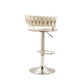 Mynroe - Set of 2 - Ivory Swivel Adjustable Counter Height Bar Stools with Footrest