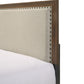 Panel Bed With Fabric Upholstered Tufted Nailhead Trim Headboard