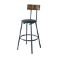 Hazelbrook - Set of 2 - 25" Rustic Brown Industrial Bar Table with Adjustable Base and Metal Stools