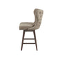 Melrose- Set of 2 - 27" Camel Upholstery Swivel Counter Stools with Solid Wood Frame, Perfect for Kitchen or Dining Room