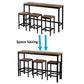 Thalor - Set of 2 - 24" Counter Height Stools with Extra Long 60.2" Brown Table and Footrest, Space-Saving Design