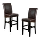 Harlan - Set of 2 - 24" Brown PU Leather Counter Stools with Gold Rivets and Black Rubberwood Legs