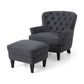 Enchante, Living Room Set With Tufted Back Club Chair And Ottoman - Gray