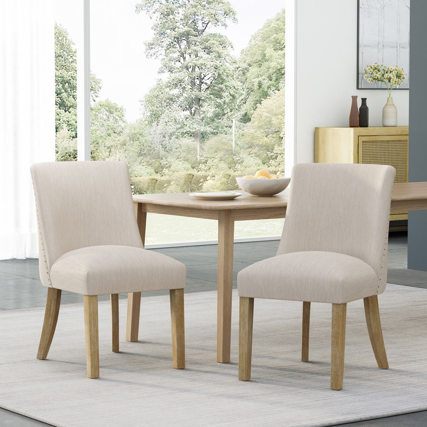 Classic Fabric Dining Chair (Set of 2) - Beige