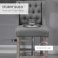 Hakeem - Set of 2 - 26.25" Gray Tufted Wingback Armless Counter Height Bar Stools with Upholstered Seat and Rubberwood Legs