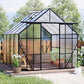 Double Door Polycarbonate house Raised Base And Anchor Aluminum Heavy Duty Walk In houses For Outdoor Backyard In All Season