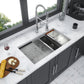 Modern Double Bowl Undermount Kitchen Sink 60 / 40 Split In Stainless Steel - White