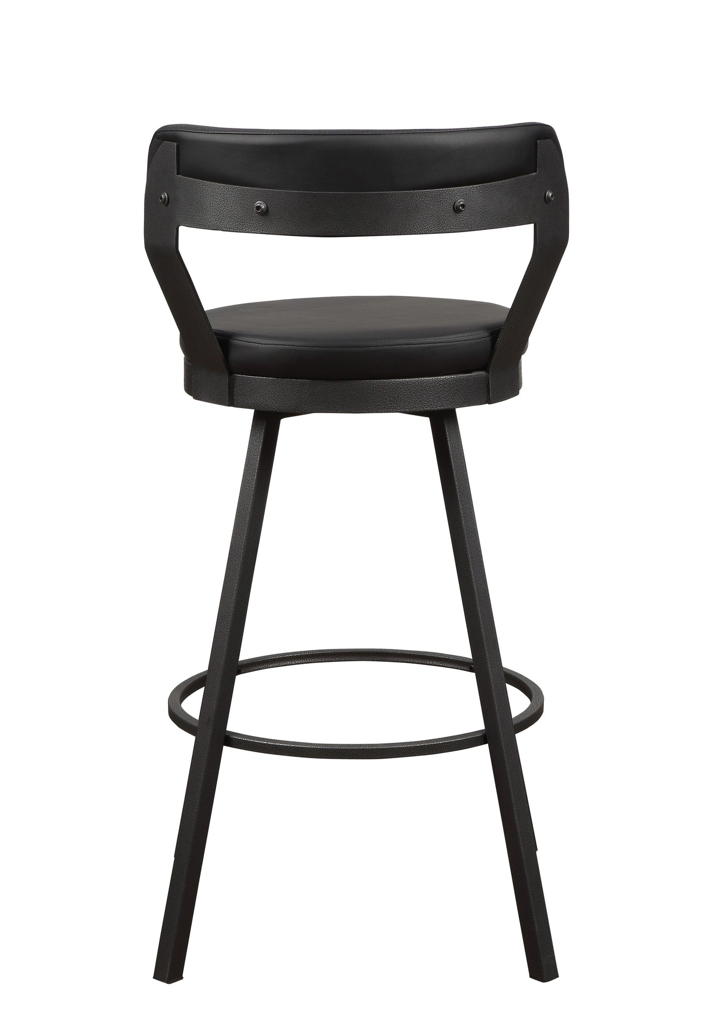 Caspian - Set of 2 - 28" Black Faux Leather Swivel Bar Stools with High Back