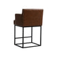 Vespores - Set of 2 - 26" Counter Height Bar Stools with Modern Square Back, Brown PU Upholstery, Black Metal Frame for Kitchen Island, Pub, or Club