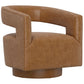 Swivel Accent Chair With Geometric Backrest - Brown