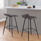 Aria - Set of 2 - 26" Height Swivel Counter Stools in Whitewashed Wood & Black Faux Leather with Round Metal Footrest