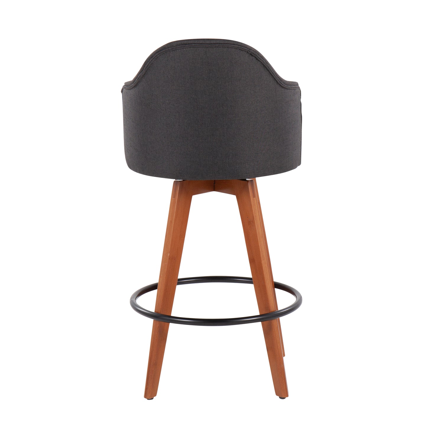 Velin - Set of 2 - 24" Charcoal Fabric Counter Stools with Walnut Bamboo Legs and Swivel Design