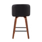 Nexus - Set of 2 - 30" Walnut Wood Counter Stools with Black Faux Leather Swivel Seats