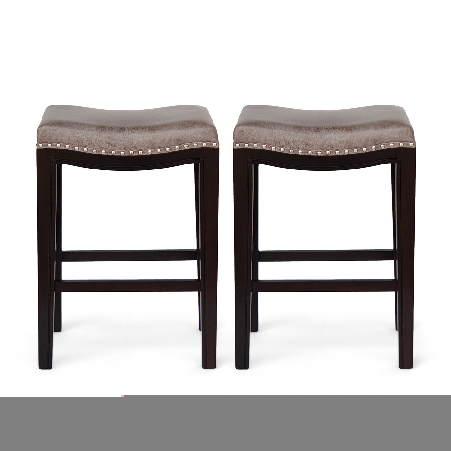 Virella - Set of 2 - 26" Weathered Gray Acacia Wood Bar Stools with Wicker Seats, Outdoor Folding Chairs with High Backrest