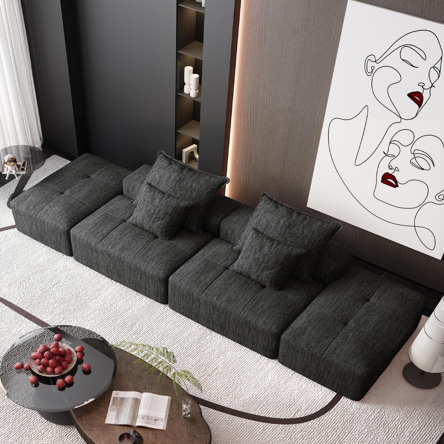 Modern Oversized Diy Combination, Modular Sectional Sofa With Pillows
