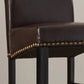 Harlan - Set of 2 - 24" Brown PU Leather Counter Stools with Gold Rivets and Black Rubberwood Legs