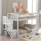 Norset - Twin Over Twin Floor Bunk Bed, Ladder With Storage