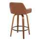 Modella - Set of 2 - 26" Contemporary Walnut Wood Counter Stools with Swivel