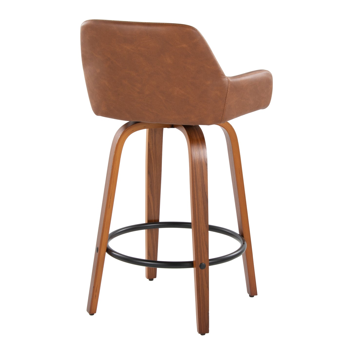 Modella - Set of 2 - 26" Contemporary Walnut Wood Counter Stools with Swivel