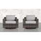 Outdoor Swivel Patio Chair With Cushions (Set of 2) - Brown