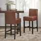 Zuma - set of 2 -28" Brown Leather Counter Stool with Ergonomic and Durable Design