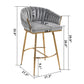 Stathmore- Set of 2 - 26" Grey Velvet Counter Bar Stools with Wave Back and Golden Chrome Base